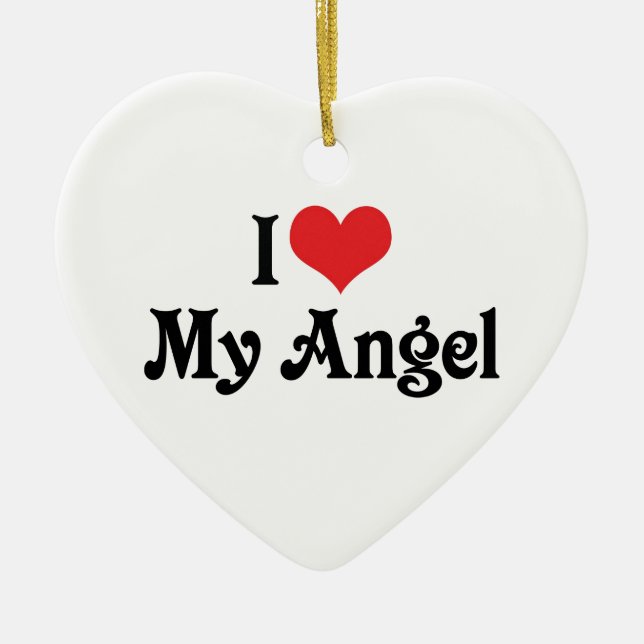 Ornamento De Cerâmica Eu Amo Meu Anjo (Frente)