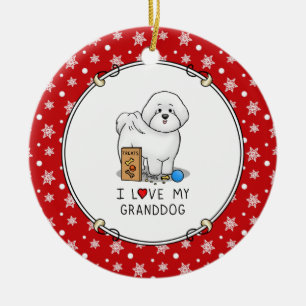 Ornamento De Cerâmica Eu Amo Meu Avô Bichon Frise Dog Avó