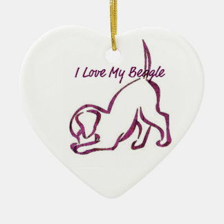 Ornamento De Cerâmica Eu Amo Meu Beagle