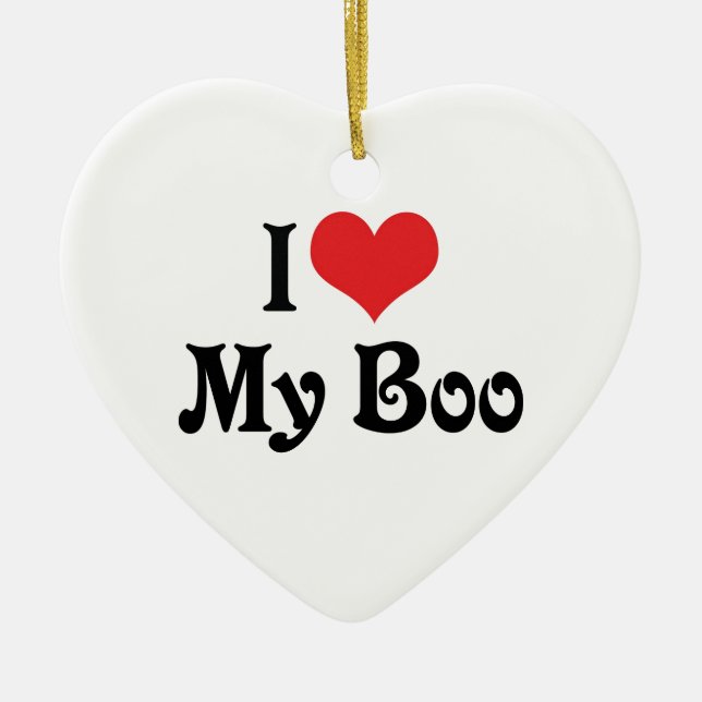 Ornamento De Cerâmica Eu Amo Meu Boo (Frente)