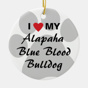 Ornamento De Cerâmica Eu amo meu buldogue do sangue azul de Alapaha