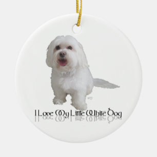 Ornamento De Cerâmica Eu Amo Meu Cachorrinho Branco - Havanese