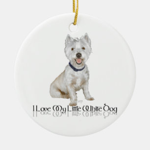 Ornamento De Cerâmica Eu Amo Meu Cachorrinho Branco - Westie