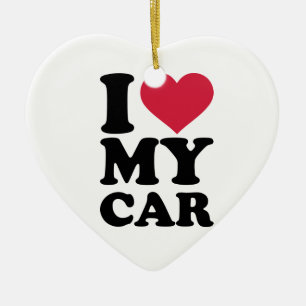 Ornamento De Cerâmica Eu amo meu carro