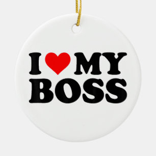 Ornamento De Cerâmica Eu Amo Meu Chefe Engraçado Coração Vermelho Chefe