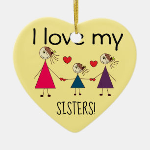 Ornamento De Cerâmica Eu amo meu coração bonito das IRMÃS dado forma