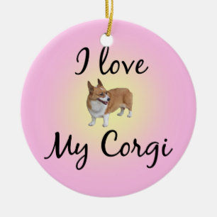 Ornamento De Cerâmica Eu Amo Meu Corgi