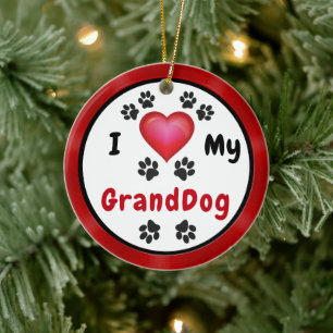 Ornamento De Cerâmica Eu amo meu Grand Dog Ornament, Bulk ou Comprar One