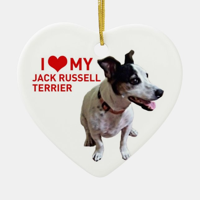 Ornamento De Cerâmica Eu amo meu Jack Russell Terrier (Frente)