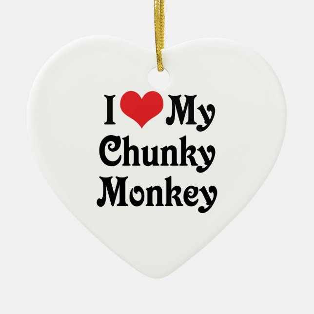 Ornamento De Cerâmica Eu Amo Meu Macaco Gorducho (Frente)