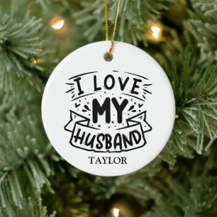 Ornamento De Cerâmica Eu amo meu marido