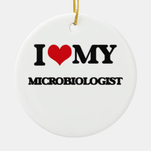 Ornamento De Cerâmica Eu amo meu microbiologista