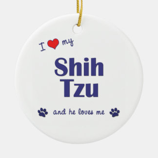 Ornamento De Cerâmica Eu amo meu Shih Tzu (o cão masculino)