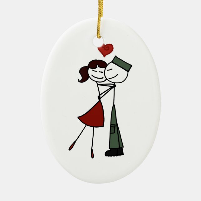 Ornamento De Cerâmica Eu amo meu soldado (Frente)