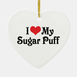 Ornamento De Cerâmica Eu Amo Meu Sugar Puff