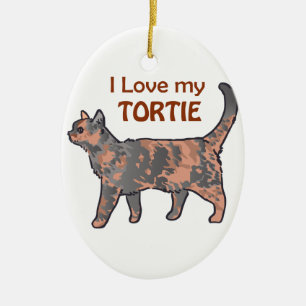 Ornamento De Cerâmica Eu amo meu Tortie