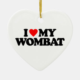 ORNAMENTO DE CERÂMICA EU AMO MEU WOMBAT