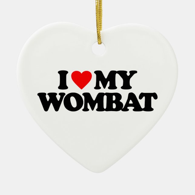 ORNAMENTO DE CERÂMICA EU AMO MEU WOMBAT (Frente)