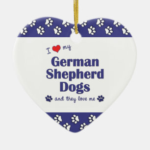 Ornamento De Cerâmica Eu amo meus cães de german shepherd (os cães
