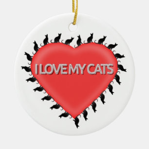 Ornamento De Cerâmica Eu Amo Meus Gatos