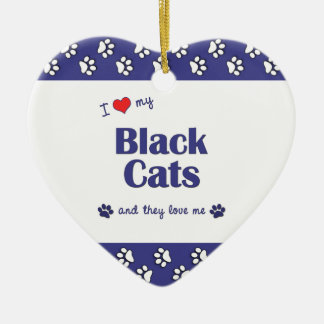Ornamento De Cerâmica Eu amo meus gatos pretos (os gatos múltiplos)
