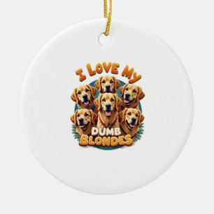 Ornamento De Cerâmica Eu Amo Meus Louros Burros Retrievers Golden Vintag