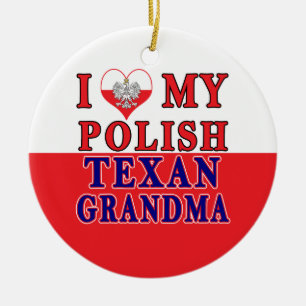 Ornamento De Cerâmica Eu Amo Minha Avó Texana Polonesa