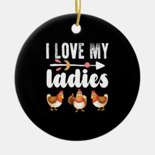 Ornamento De Cerâmica Eu Amo Minha Camisa de Amante de Frango Engraçado