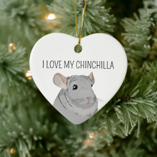 Ornamento De Cerâmica Eu Amo Minha Chinchilla