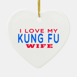 Ornamento De Cerâmica Eu amo minha esposa de Kung Fu