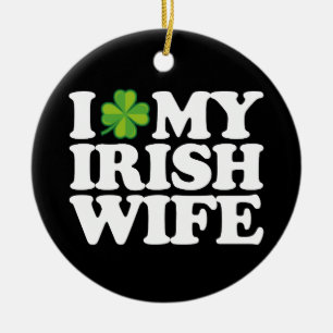 Ornamento De Cerâmica Eu Amo Minha Esposa Irlandesa Casal Divertido no D