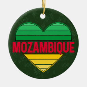 Ornamento De Cerâmica Eu Amo Moçambique, Coração Mozambicano