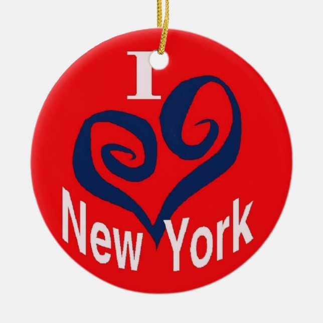Ornamento De Cerâmica Eu Amo Nova York (Frente)
