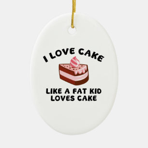 Ornamento De Cerâmica Eu amo o bolo como um bolo dos amores do miúdo da