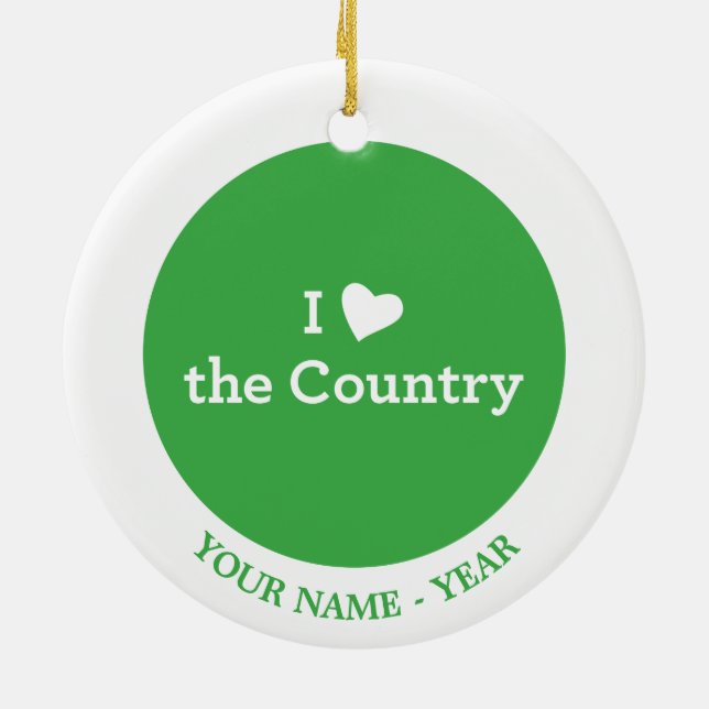 Ornamento De Cerâmica Eu amo o país (Traseira)