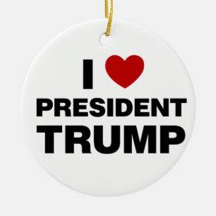 Ornamento De Cerâmica Eu Amo o Presidente Trump Heart