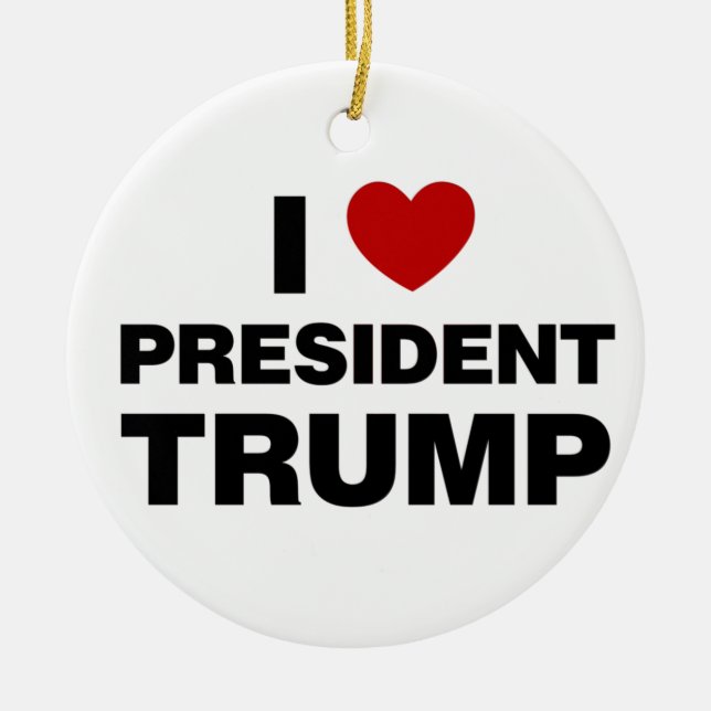 Ornamento De Cerâmica Eu Amo o Presidente Trump Heart (Frente)