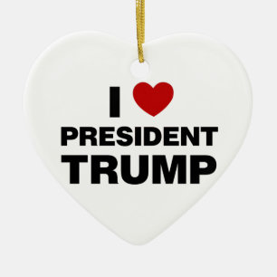 Ornamento De Cerâmica Eu Amo o Presidente Trump Heart