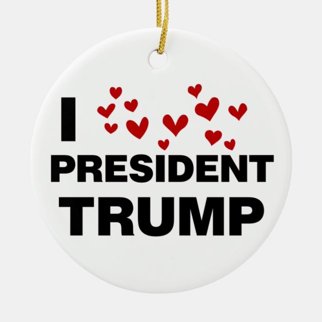Ornamento De Cerâmica Eu Amo O Presidente Trump Hearts (Frente)