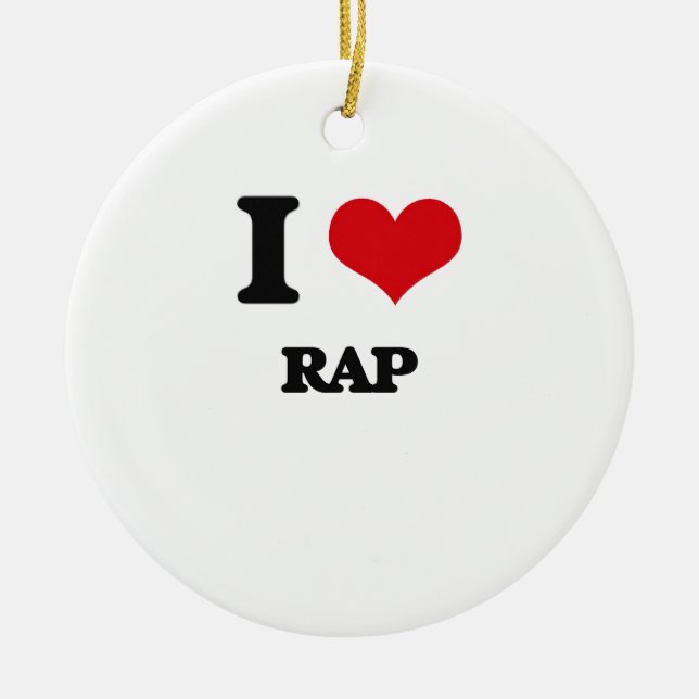 Ornamento De Cerâmica Eu amo o RAP (Frente)