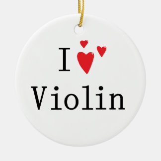 Ornamento De Cerâmica Eu amo o violino