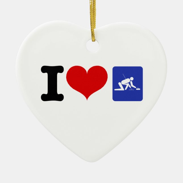 Ornamento De Cerâmica Eu amo ondular (Frente)