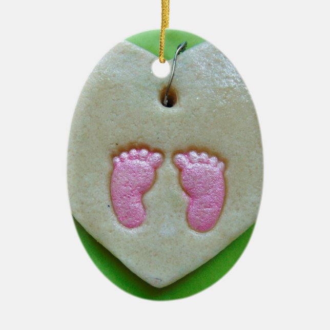 Ornamento De Cerâmica Eu amo os pés do bebê (Frente)