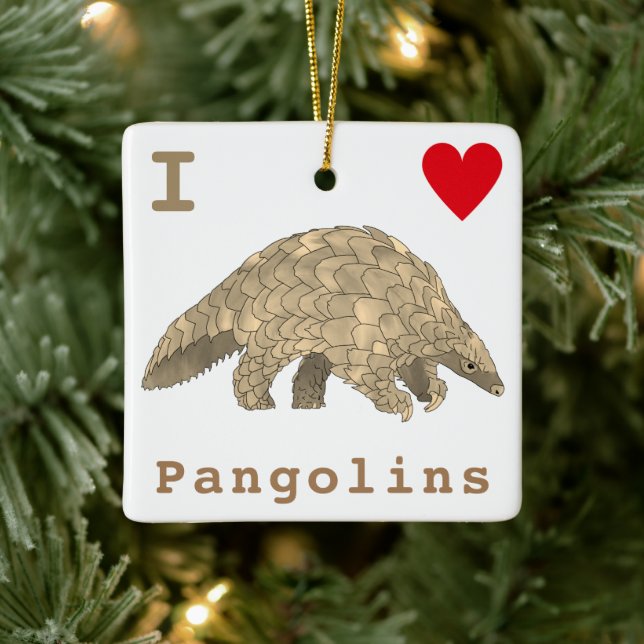 Ornamento De Cerâmica Eu Amo Pangolins Slogan (Árvore)