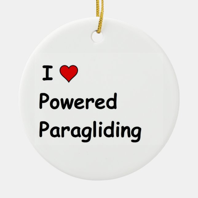 Ornamento De Cerâmica Eu Amo Paramotor (Frente)