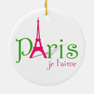 Ornamento De Cerâmica Eu amo Paris