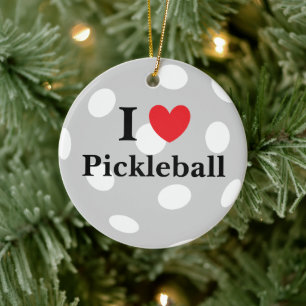 Ornamento De Cerâmica "Eu Amo Pickleball"