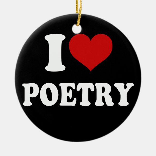 Ornamento De Cerâmica Eu Amo Poesia (Frente)