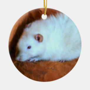 Ornamento De Cerâmica Eu Amo Ratos Brancos Rato Snowball Ornament