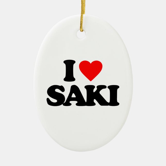 ORNAMENTO DE CERÂMICA EU AMO SAKI (Frente)
